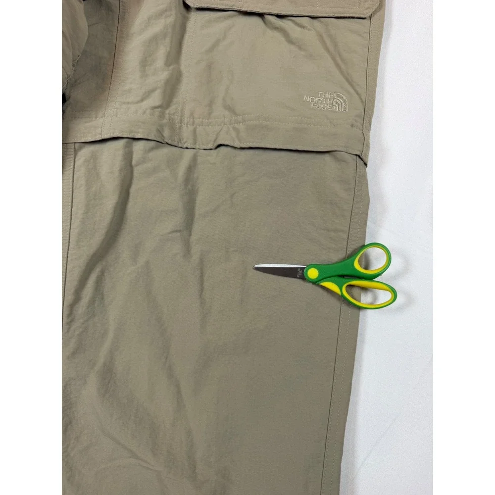 The North Face Mens L Khaki Convertible Cargo Hiking Pants Zip Off Tan Nylon